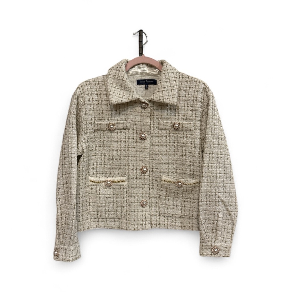 Simply Southern Cream Tweed Blazer Jacket size Medium